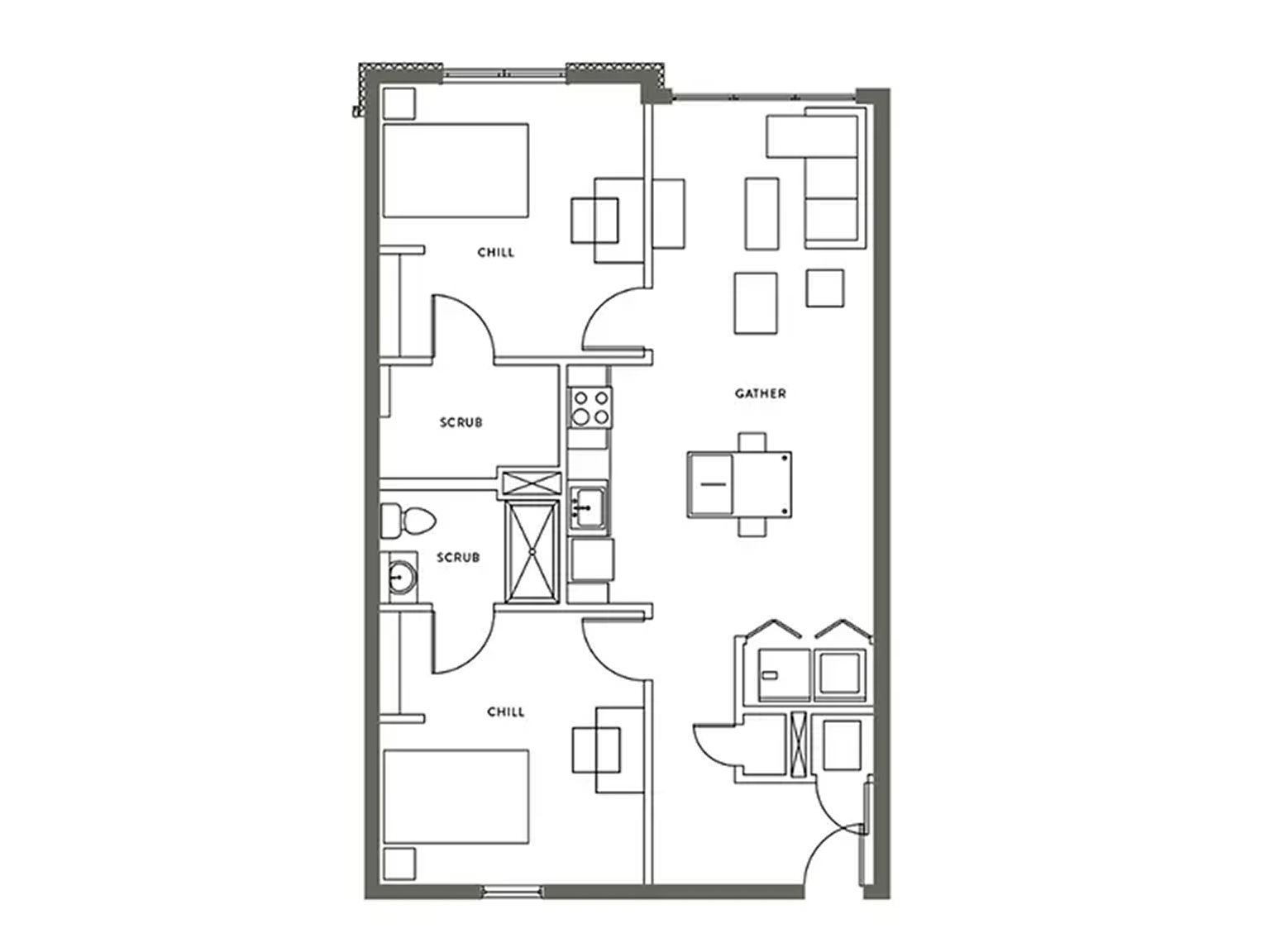 2 bedroom, 2 bathroom classic apartments